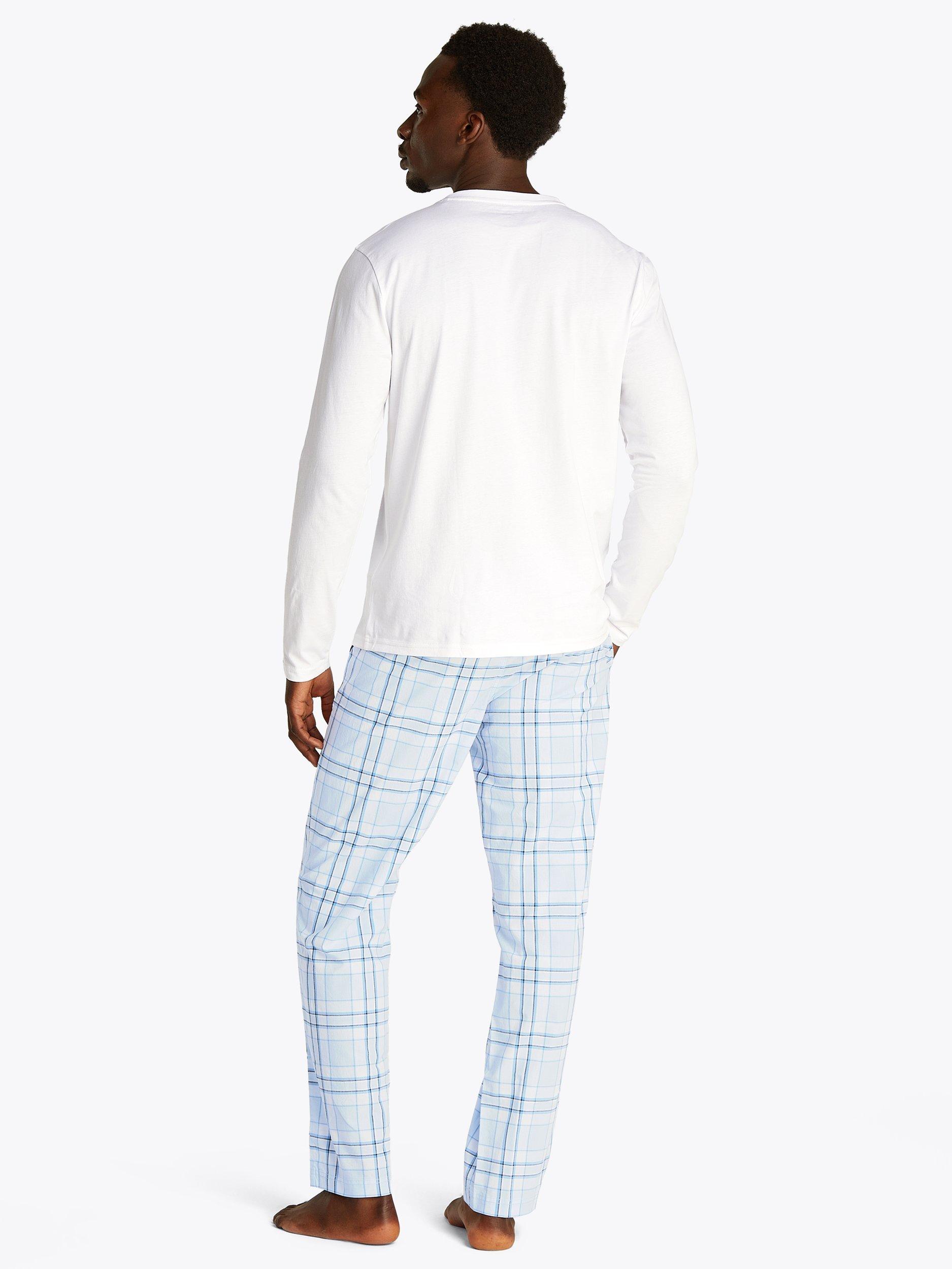 Product image 3 of 7, which shows Tommy Hilfiger Cotton Long Sleeve Pyjama Set, White/Blue, XL