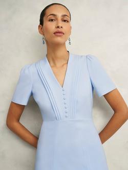 Hobbs Willa Crepe Dress, Pale Blue - view 2, Pale Blue