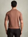 Reiss Duchie Merino Wool Open-Collar Polo Shirt, Dusty Blush Pink