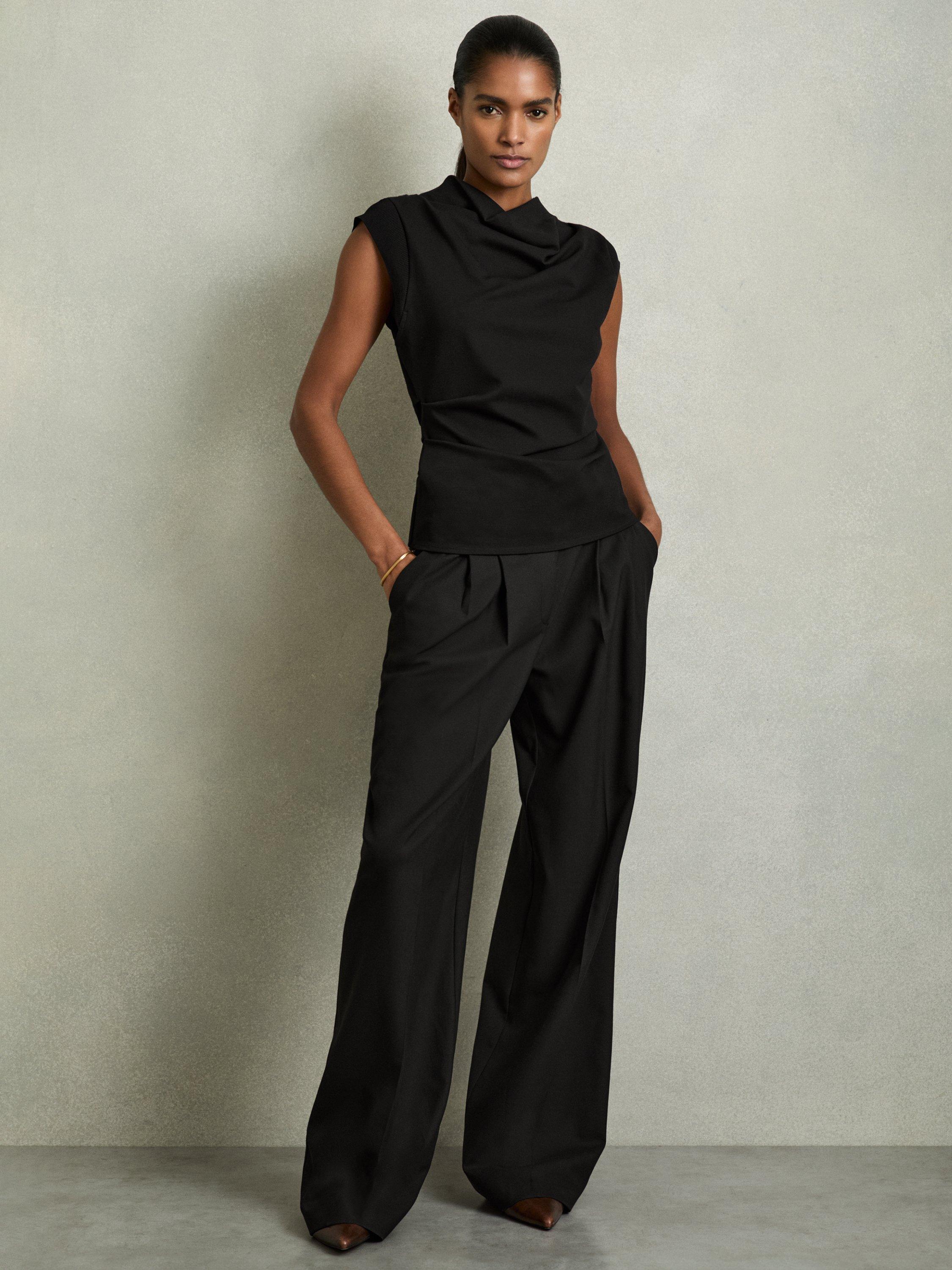 Product image 1 of 5, which shows Reiss Cobi Sleeveless Top, Black, 6