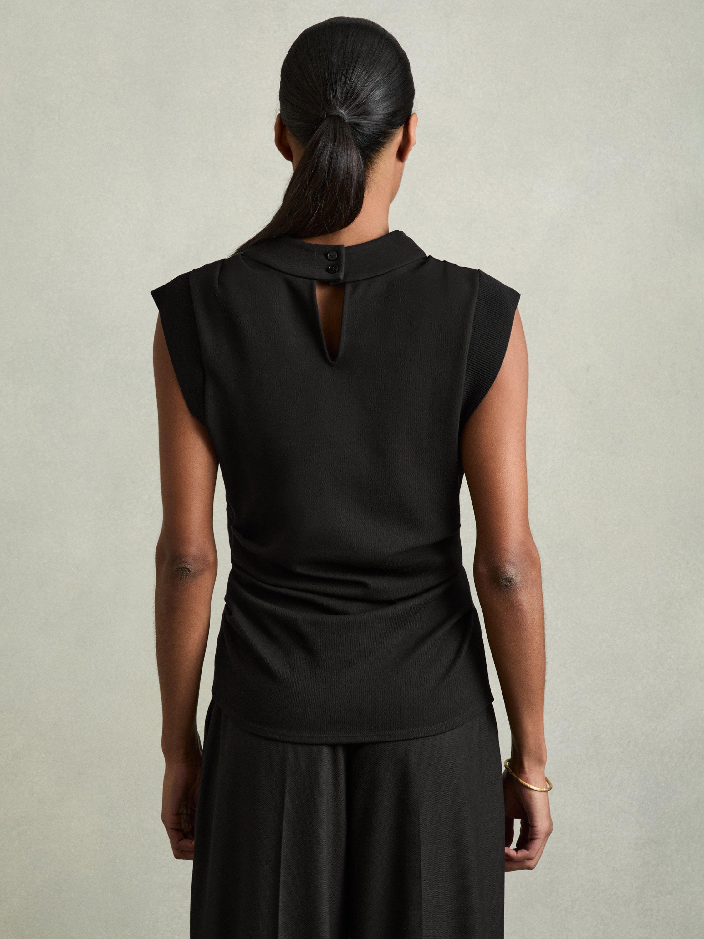 Product image 5 of 5, which shows Reiss Cobi Sleeveless Top, Black, 6
