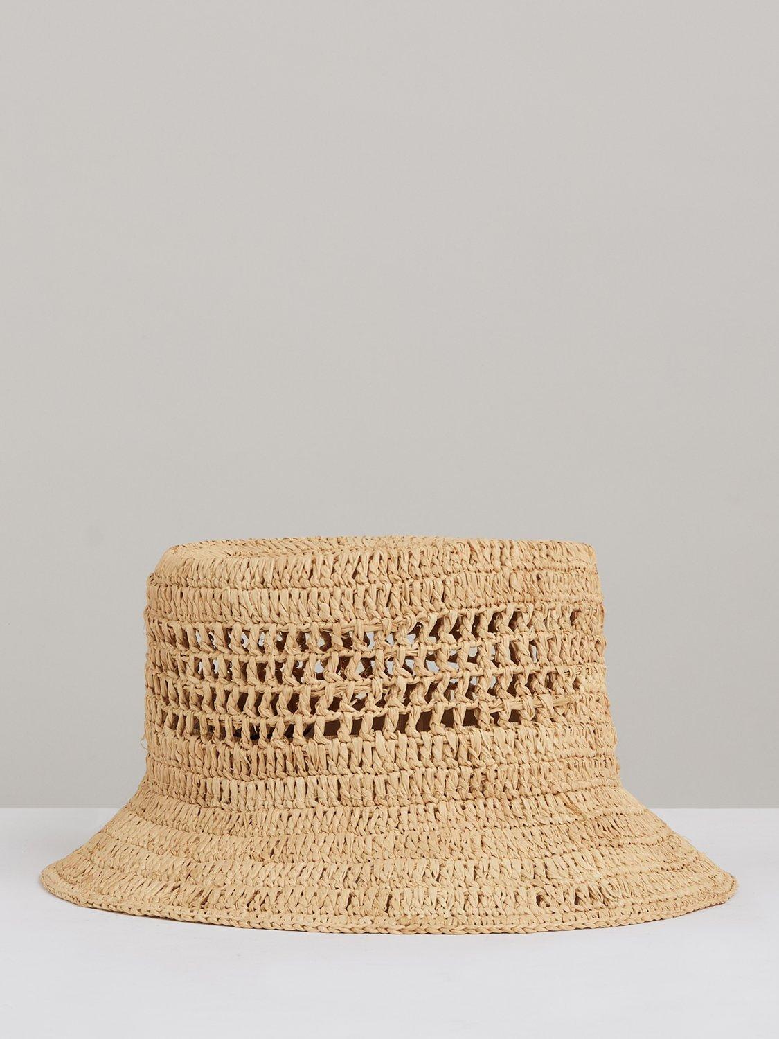 Reiss Ramona Straw Bucket Hat, Natural