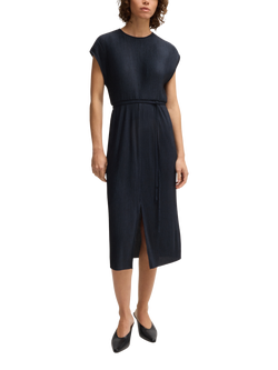 BOSS Emaura Ribbed Jersey Dress, Dark Blue, Dark Blue