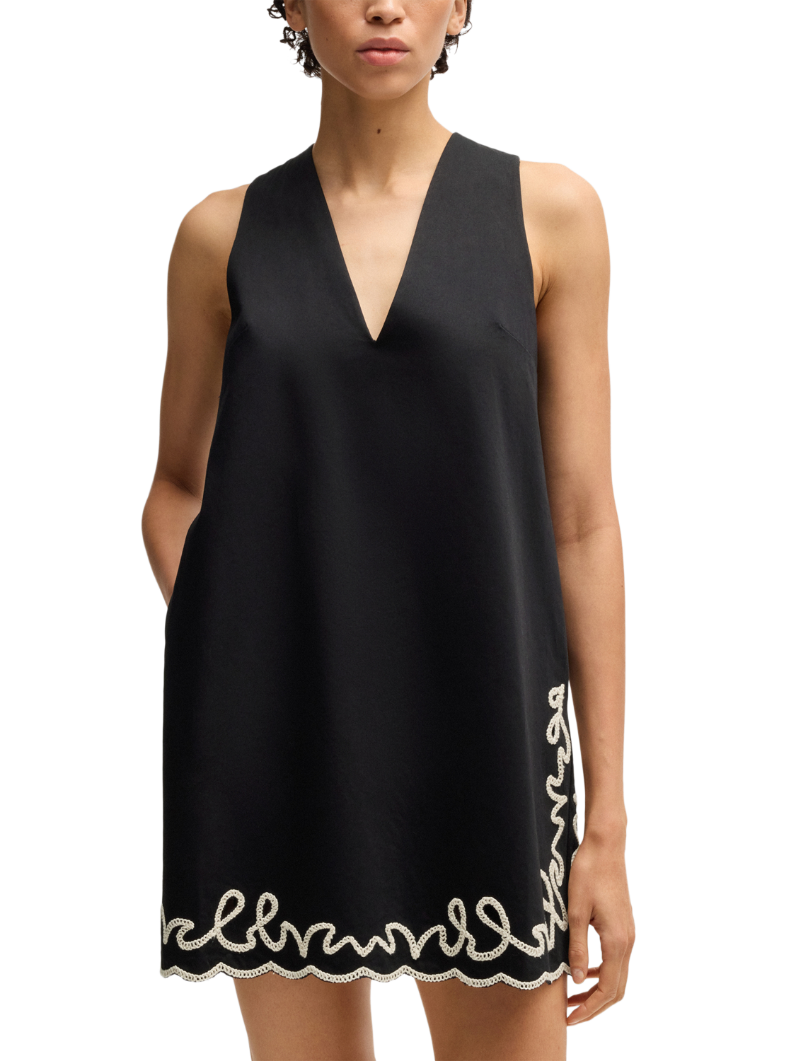 Product image 6 of 6, which shows BOSS Dembrolai Embroidered Mini Dress, Black, 8