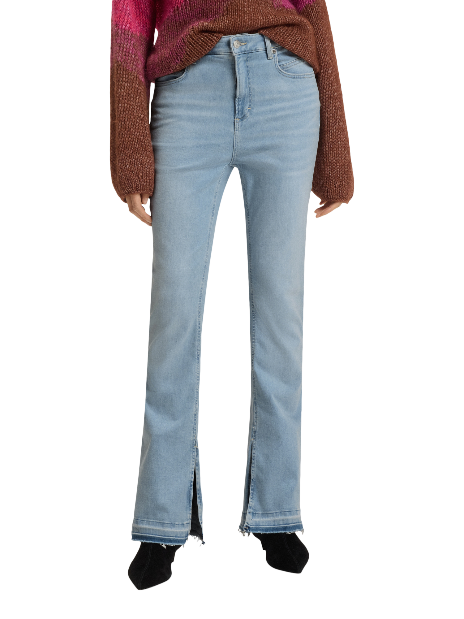 Product image 1 of 6, which shows BOSS Rosa Bootcut Jeans, Bright Blue, 27R