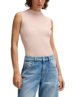 BOSS Feskies Ribbed Sleeveless Top, Pink, Pink