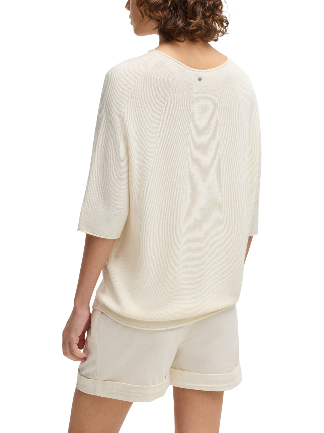Product image 2 of 5, which shows BOSS Flambers Ribbed Knit Top, White, L