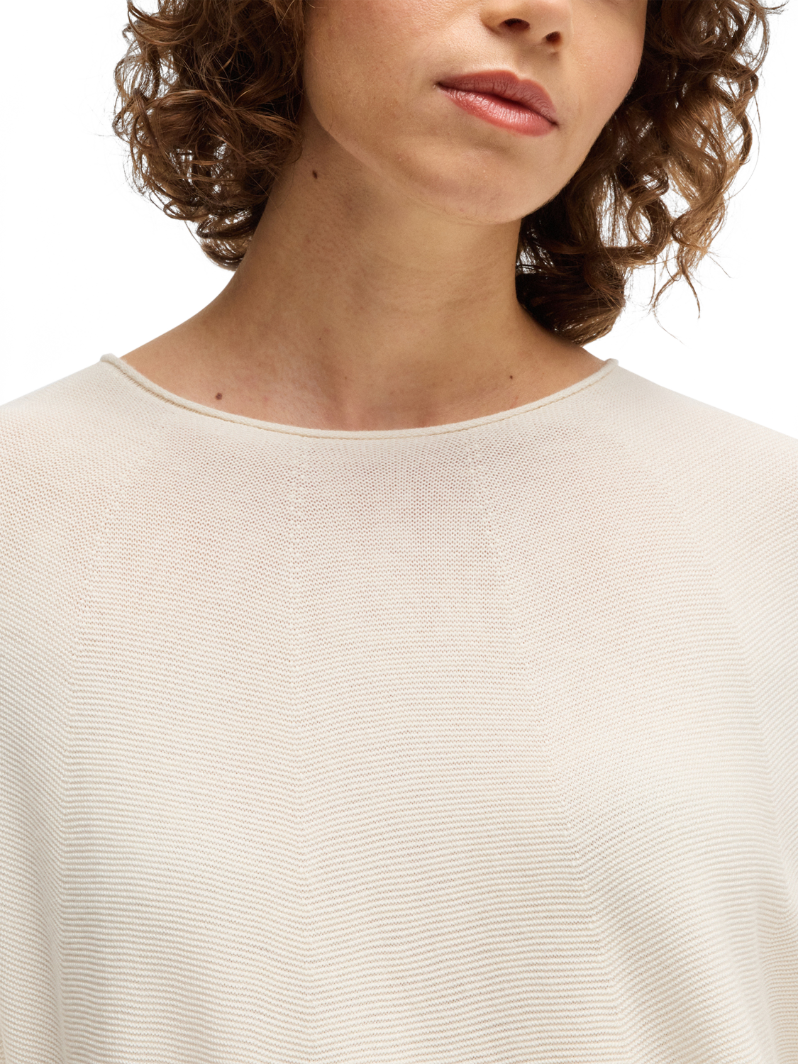 Product image 5 of 5, which shows BOSS Flambers Ribbed Knit Top, White, L