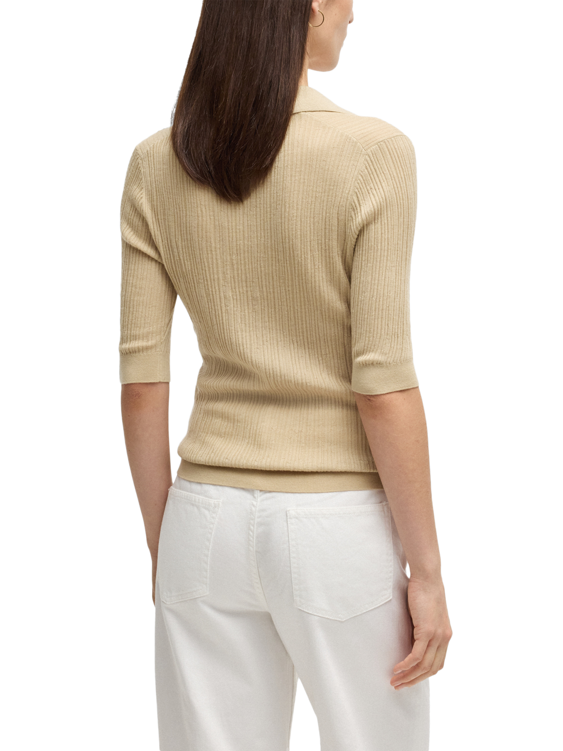Product image 2 of 5, which shows BOSS Fabyni Pure Wool Polo Shirt, Beige, L