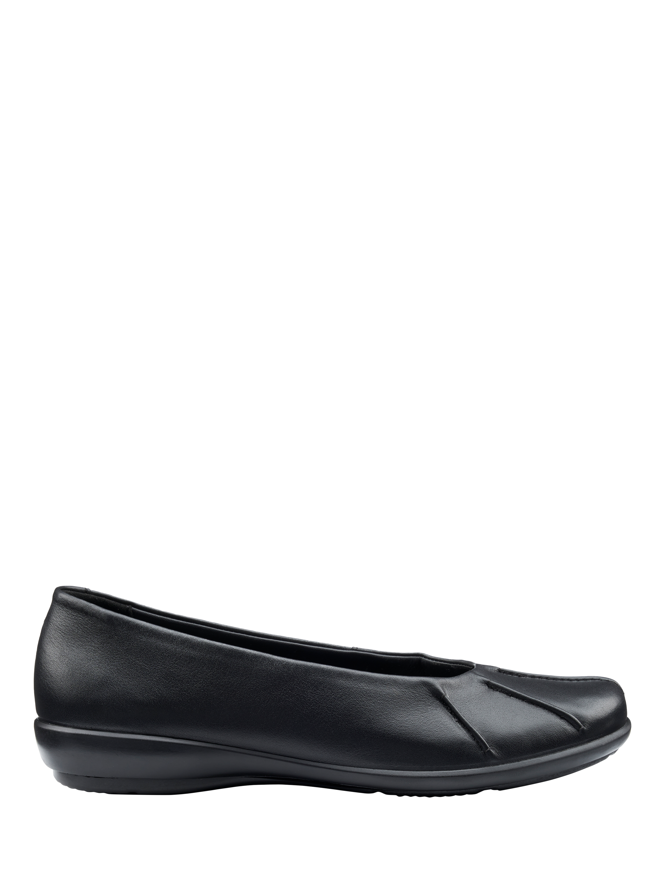 Product image 1 of 4, which shows Hotter Rhea Wide Fit Leather Ballerina Pumps, Black, 3W