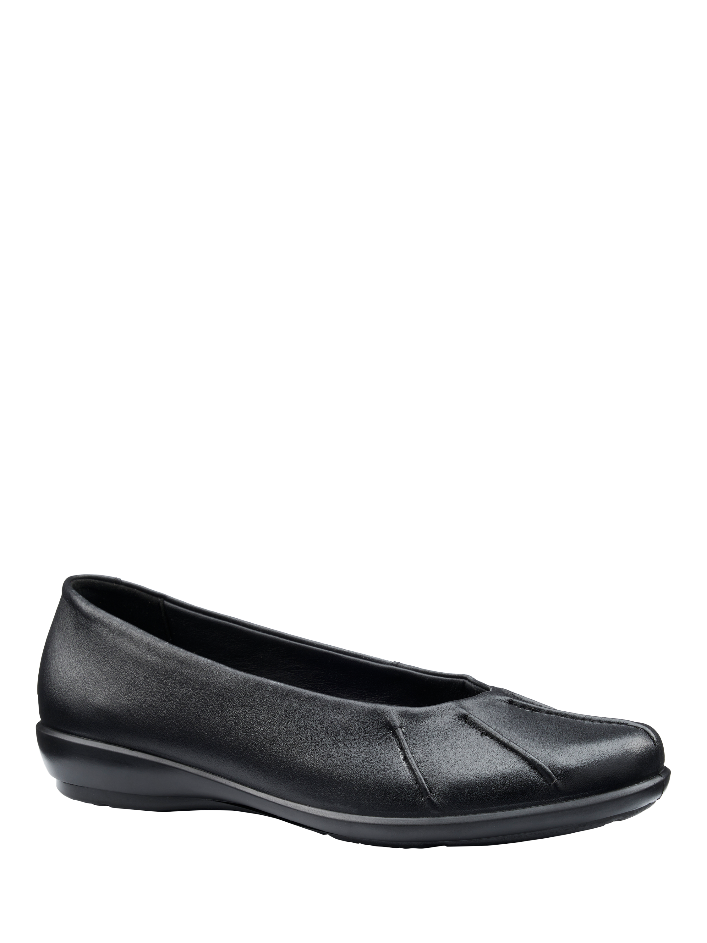 Product image 2 of 4, which shows Hotter Rhea Wide Fit Leather Ballerina Pumps, Black, 3W