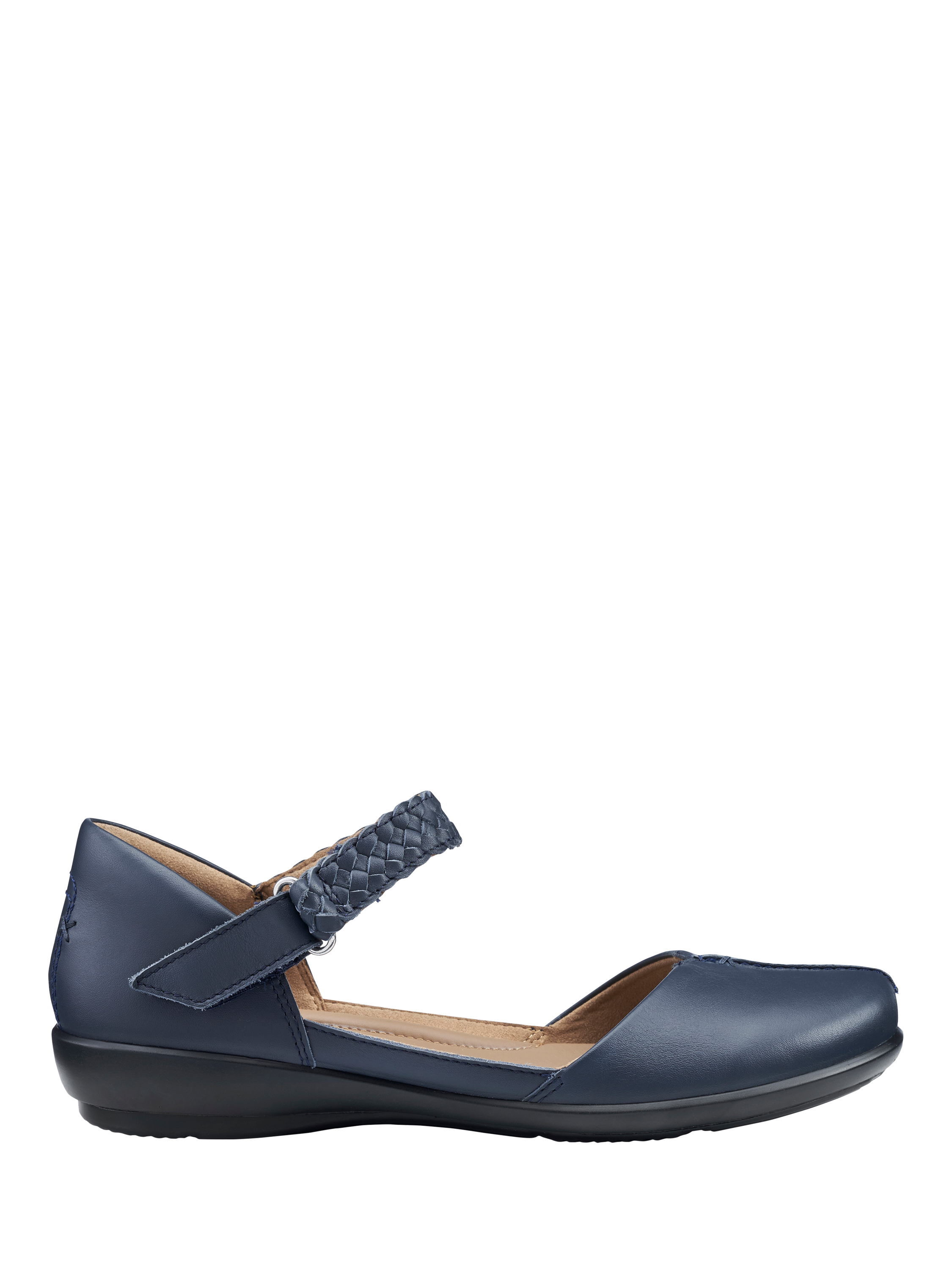 Product image 1 of 4, which shows Hotter Lake Extra Wide Fit Leather Sandals, Denim Navy, 4XW