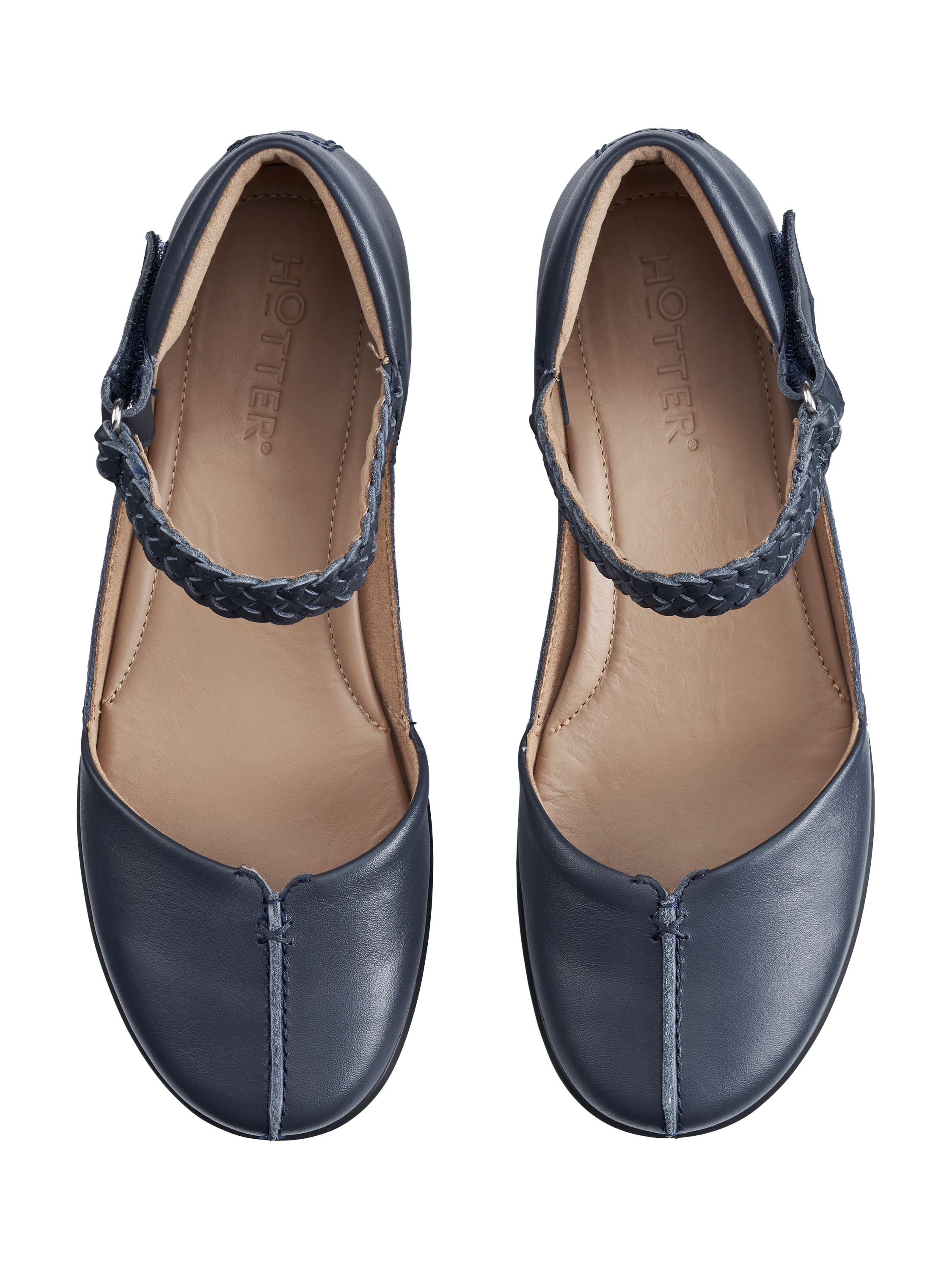 Product image 3 of 4, which shows Hotter Lake Extra Wide Fit Leather Sandals, Denim Navy, 4XW