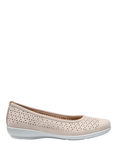 Hotter Livvy II Extra Wide Fit Nubuck Leather Ballerina Pumps, Aquatic Blue, Pale Grey