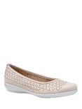 Hotter Livvy II Extra Wide Fit Nubuck Leather Ballerina Pumps, Aquatic Blue, Pale Grey