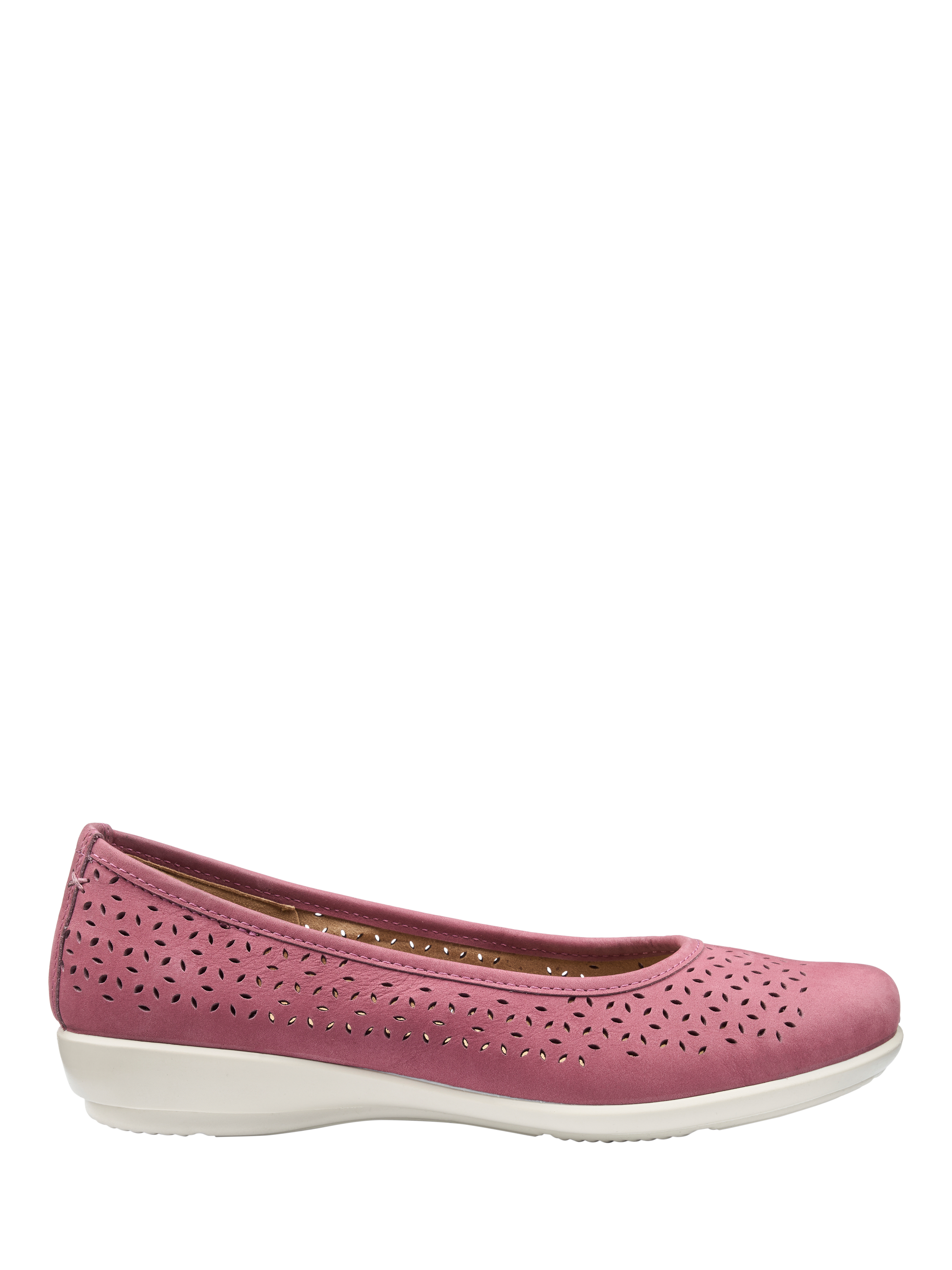 Product image 1 of 4, which shows Hotter Livvy II Nubuck Leather Ballerina Pumps, Dark Rose, 3