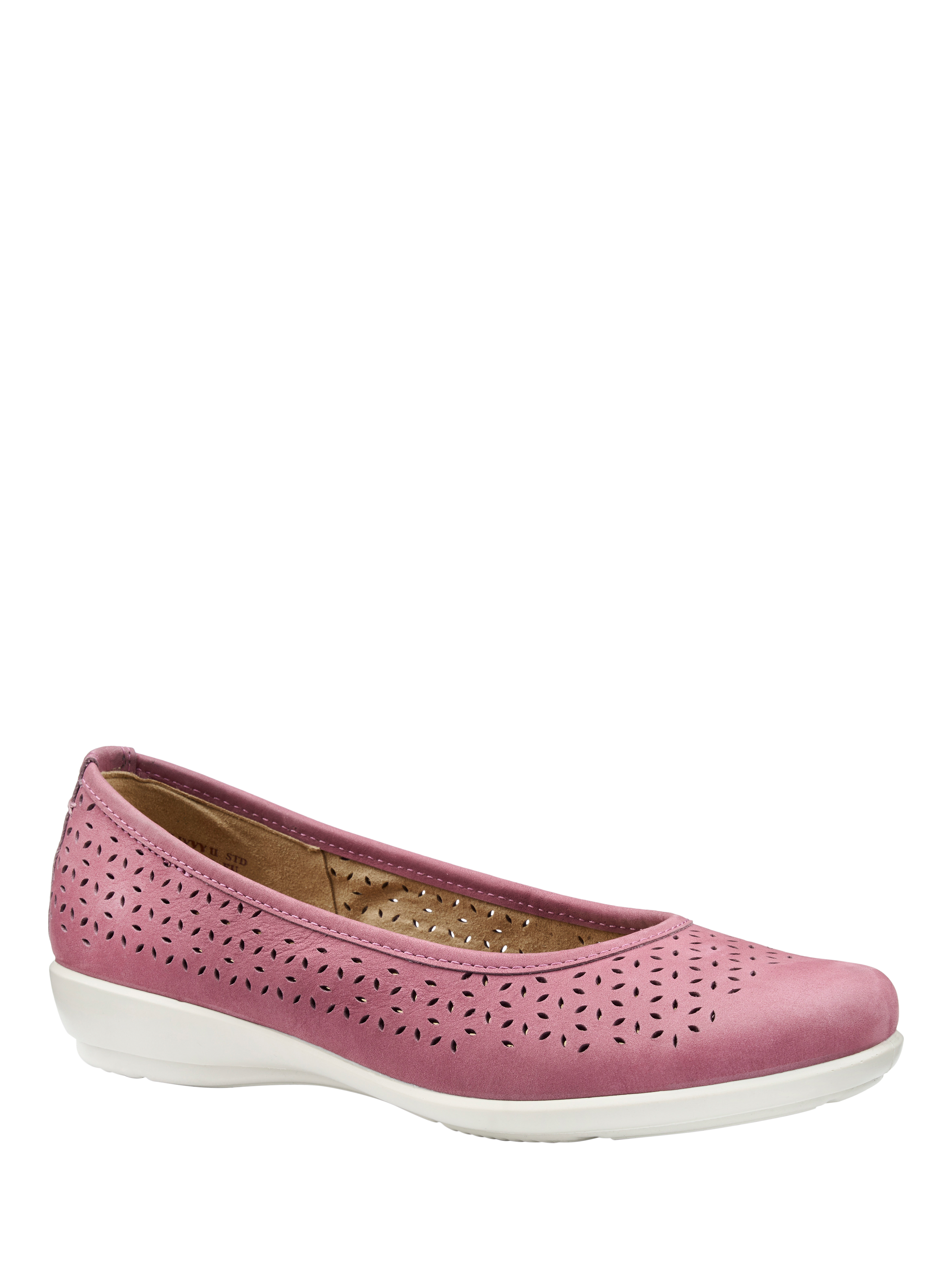 Product image 2 of 4, which shows Hotter Livvy II Nubuck Leather Ballerina Pumps, Dark Rose, 3