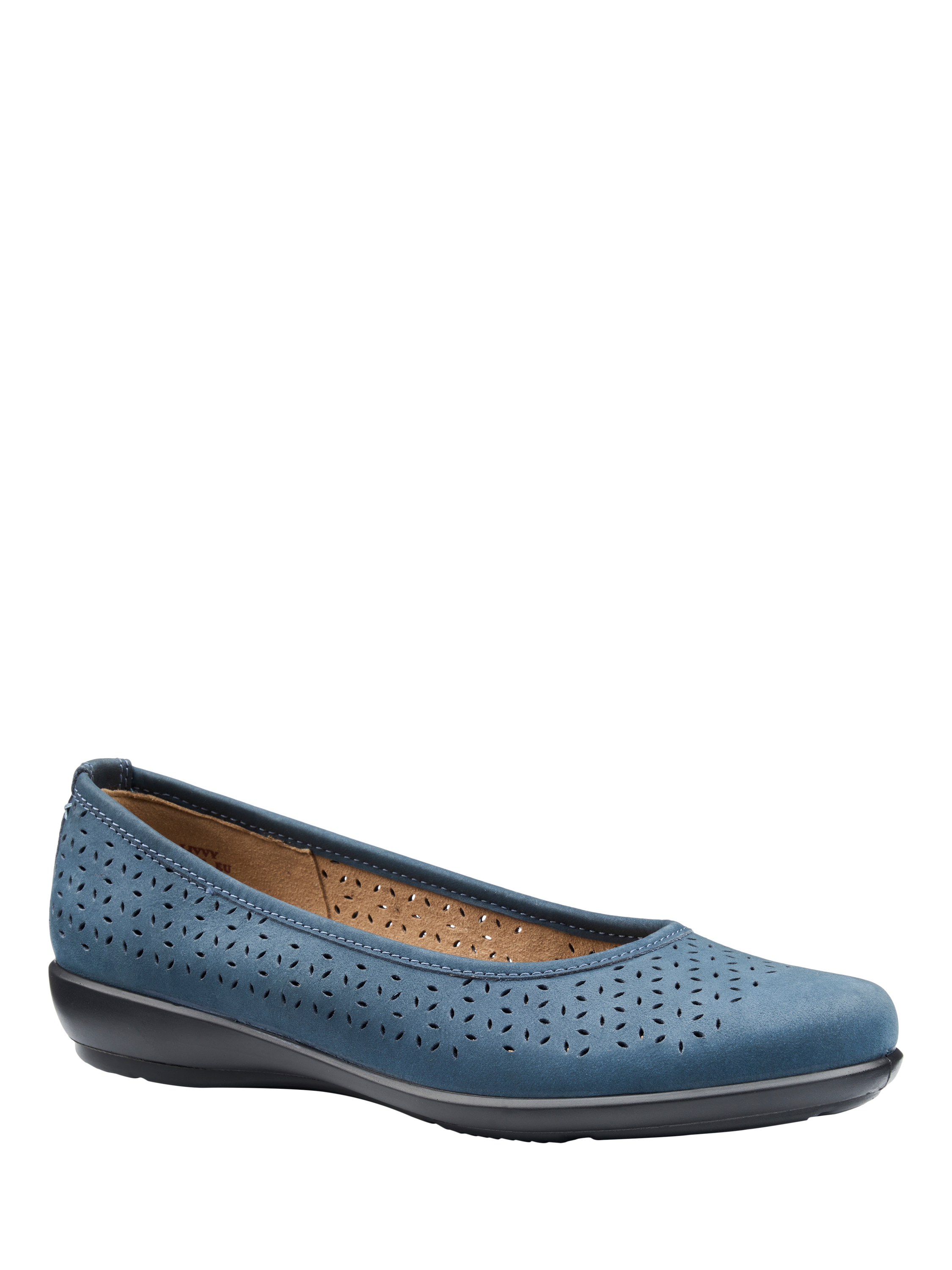 Product image 2 of 5, which shows Hotter Livvy II Wide Fit Ballerina Pump, Aquatic Blue, 3W
