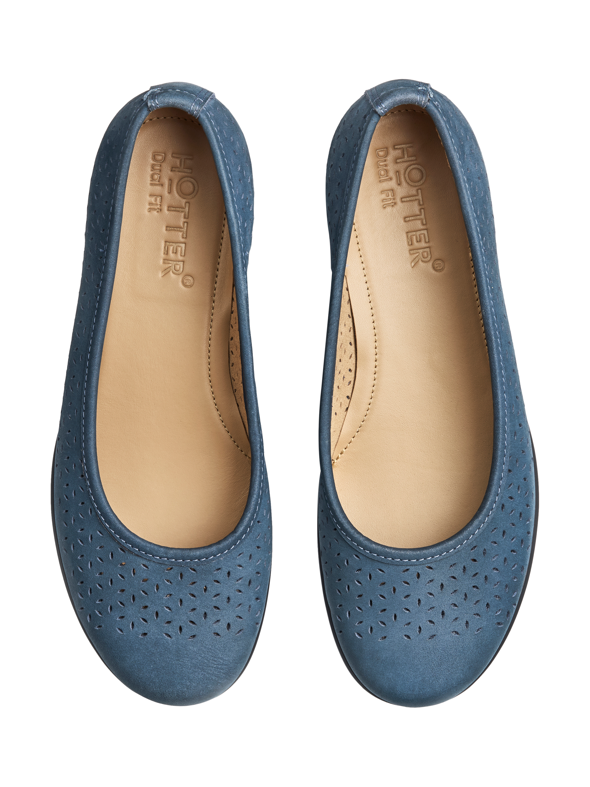 Product image 3 of 5, which shows Hotter Livvy II Wide Fit Ballerina Pump, Aquatic Blue, 3W