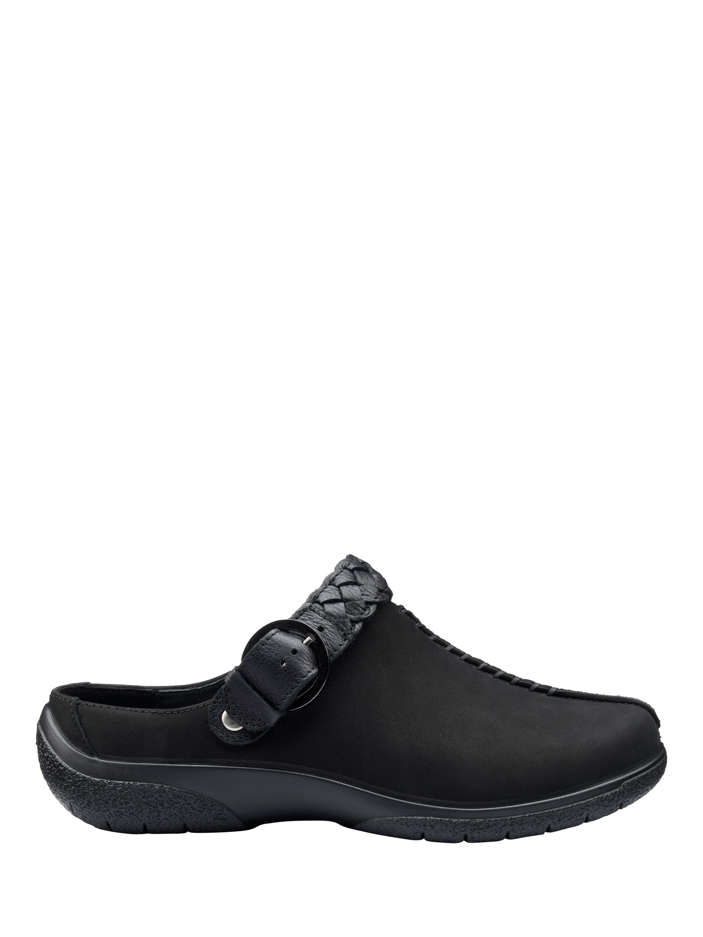 Product image 1 of 4, which shows Hotter Magical Nubuck Leather Clogs, Black, 3