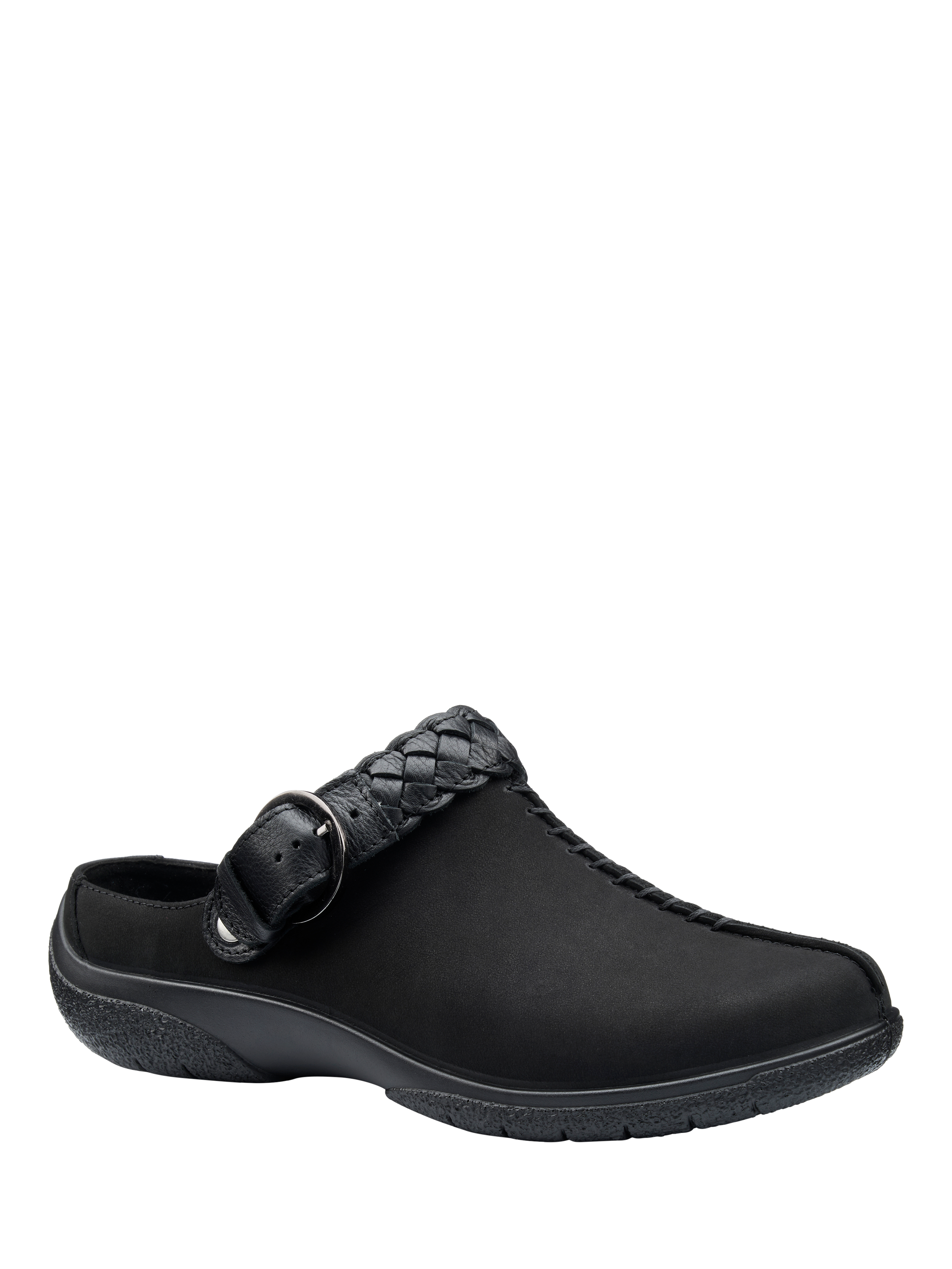 Product image 2 of 4, which shows Hotter Magical Nubuck Leather Clogs, Black, 3