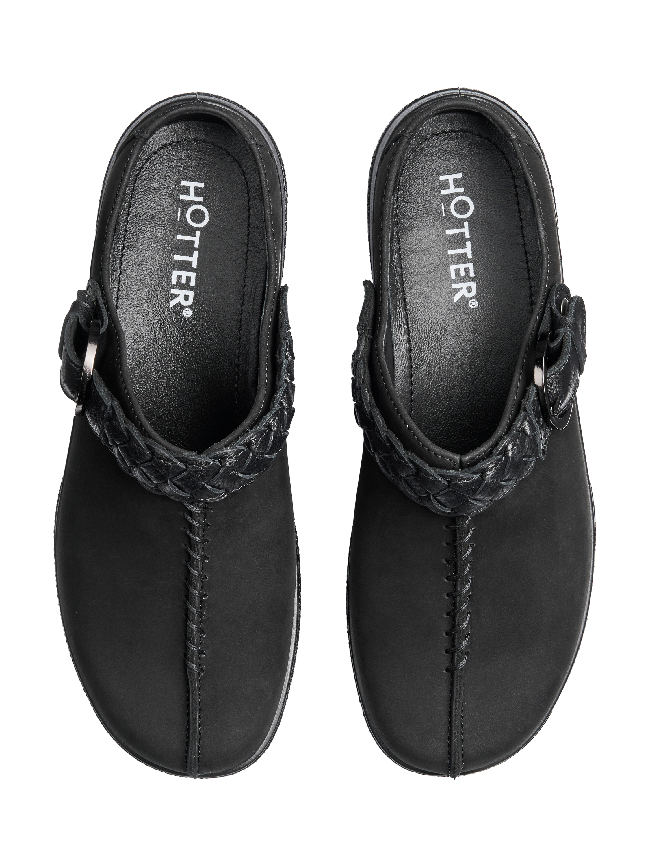 Product image 3 of 4, which shows Hotter Magical Nubuck Leather Clogs, Black, 3