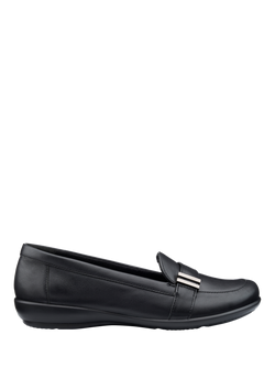 Hotter Clay Extra Wide Leather Moccasin Inspired Slip Ons, Black, Black