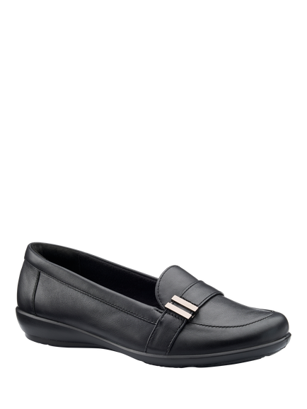 Hotter Clay Extra Wide Fit Leather Moccasin Inspired Slip Ons, Black - view 2, Black