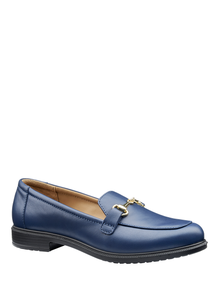 Hotter Clovelly Leather Loafers, French Navy - view 2, French Navy