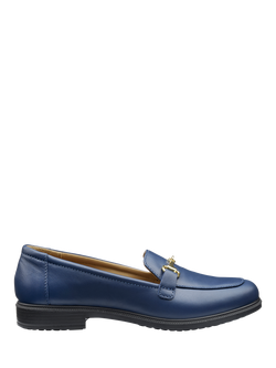 Hotter Clovelly Wide Fit Leather Loafer, French Navy, French Navy