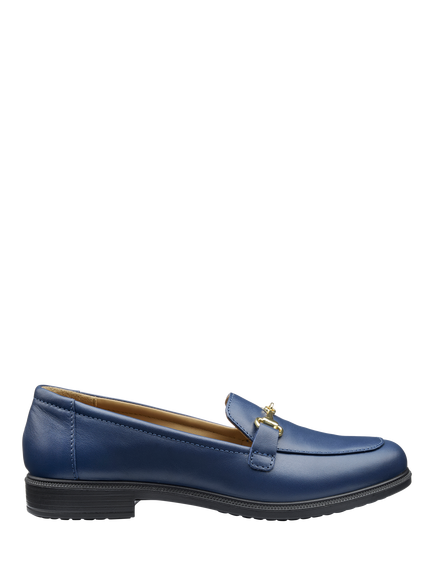 Hotter Clovelly Wide Fit Leather Loafers, French Navy, French Navy