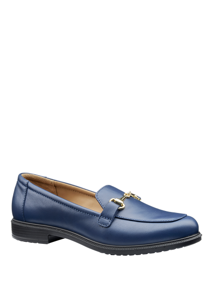 Hotter Clovelly Wide Fit Leather Loafers, French Navy - view 2, French Navy