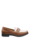 Hotter Dorset Wide Fit Leather Loafers, Rich Tan/White Sand