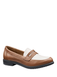 Hotter Dorset Wide Fit Leather Loafers, Rich Tan/White Sand