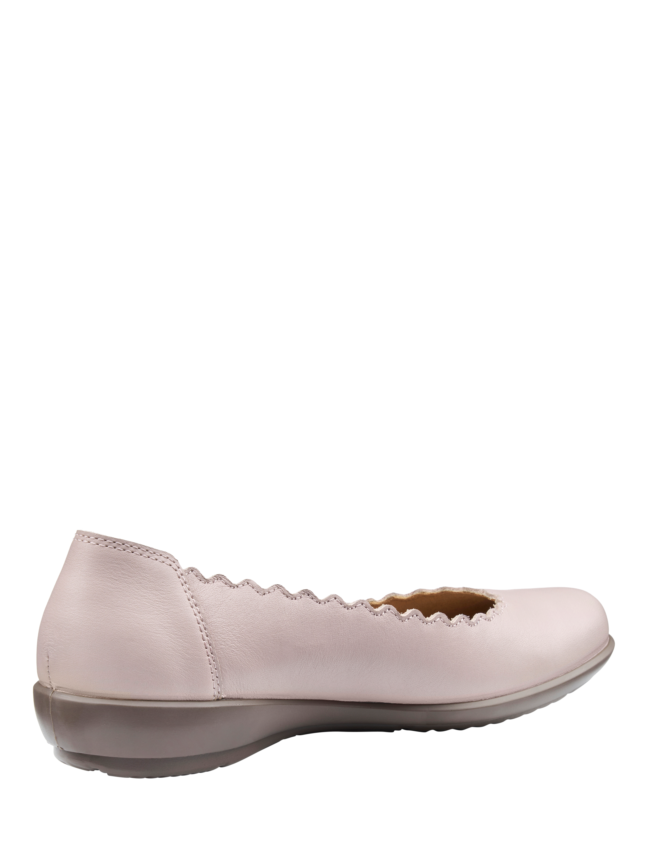 Product image 4 of 4, which shows Hotter Eider Leather Scallop Ballerina Pumps, Light Mink, 3