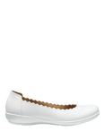 Hotter Eider Leather Scallop Ballerina Pumps, White