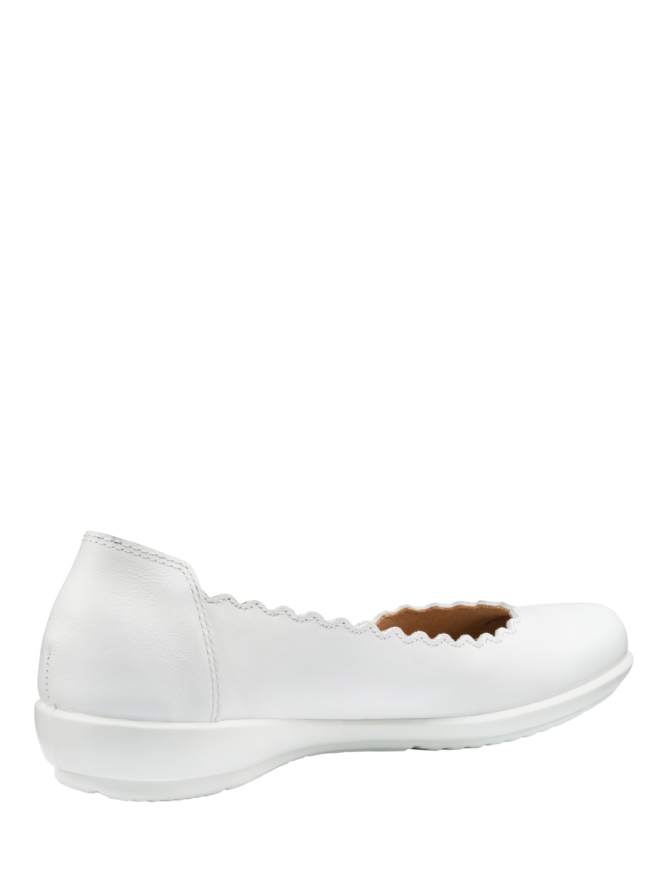 Product image 4 of 4, which shows Hotter Eider Wide Fit Leather Scallop Ballerina Pumps, White, 3W