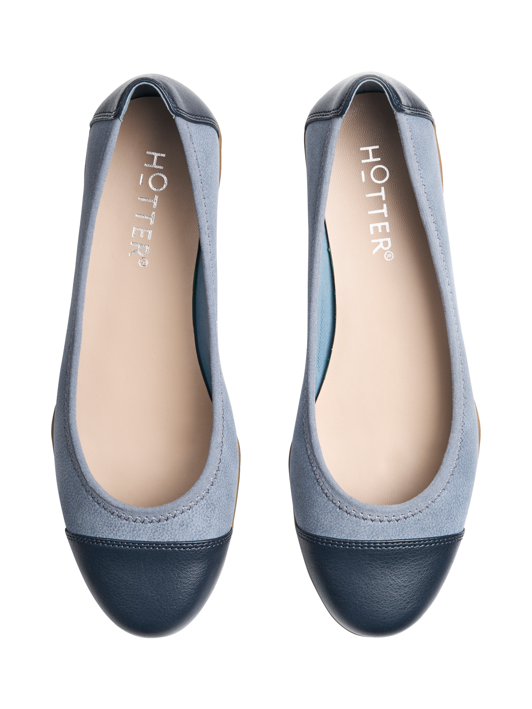 Product image 3 of 4, which shows Hotter Ivy Ballerina Pumps, Navy, 3