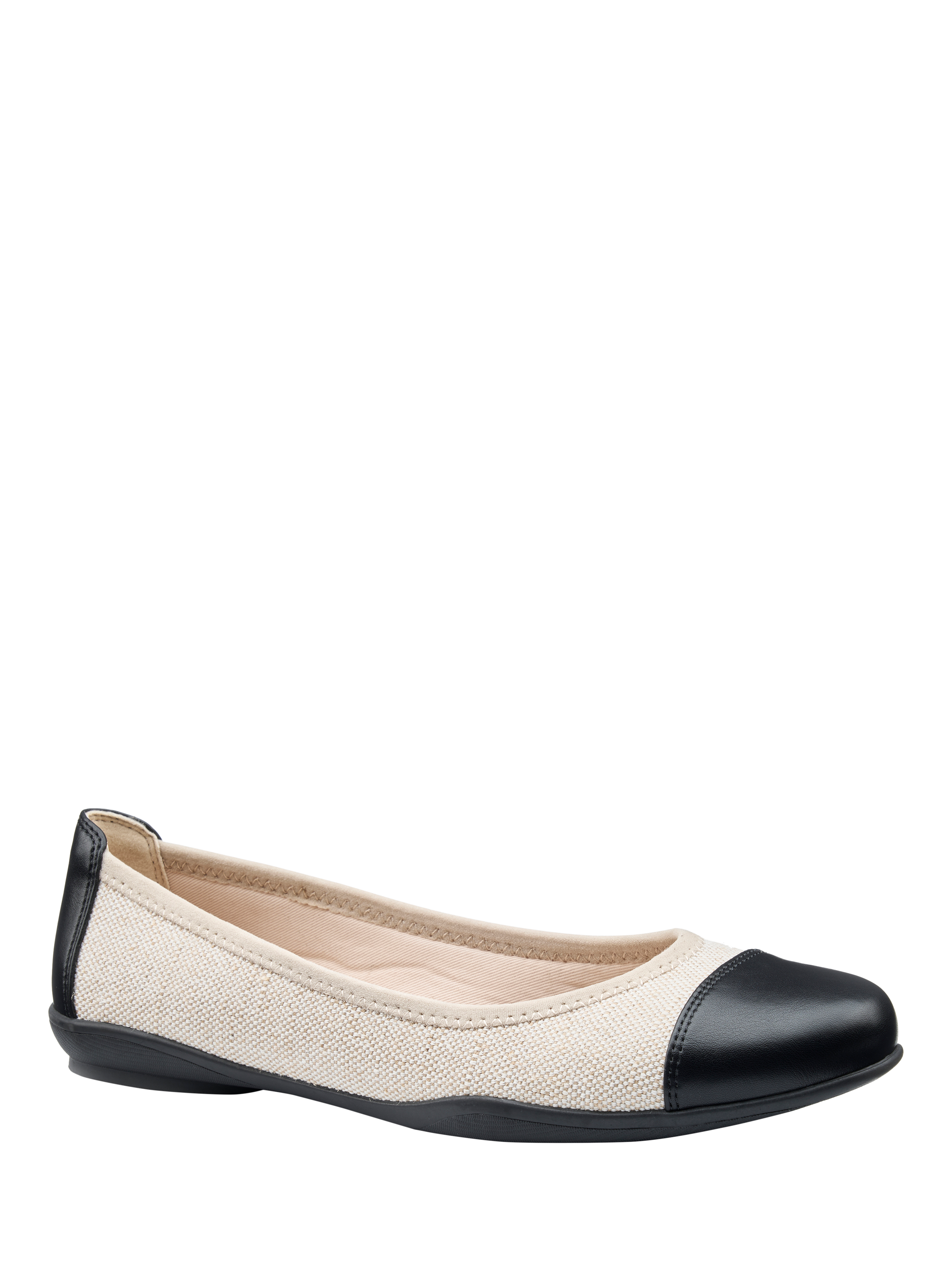 Product image 2 of 5, which shows Hotter Ivy Wide Fit Ballerina Pumps, Beige/Black, 3W