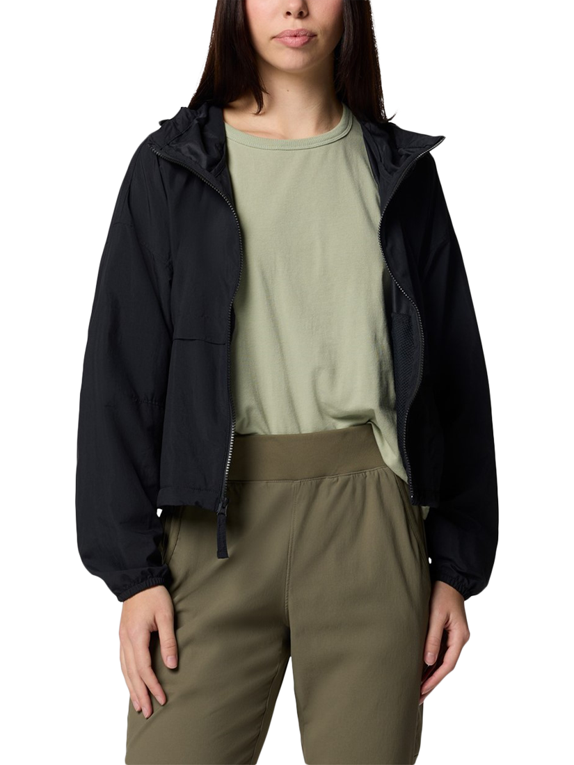 Product image 1 of 4, which shows Columbia Spire Valley Cropped Windbreaker, Black, S
