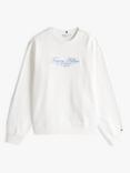 Tommy Hilfiger Adaptive Shoulder Zip Script Logo Sweatshirt, Ecru