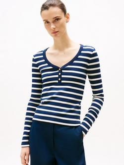 Tommy Hilfiger Stripe Slim Fit Henley Top, Multi, Multi