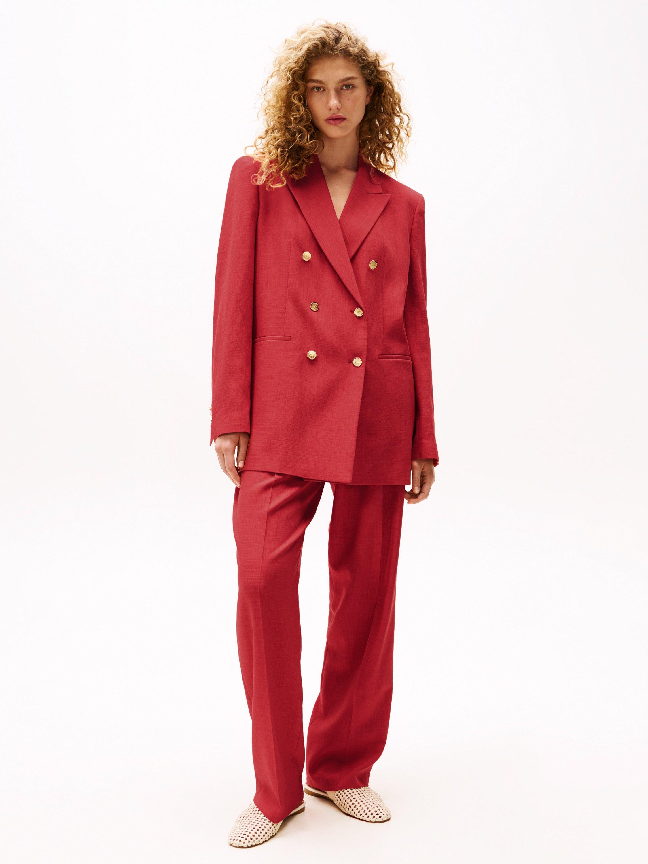 Product image 3 of 5, which shows Tommy Hilfiger x Sofia Richie Grainge Double Breasted Blazer, Medium Red, 6
