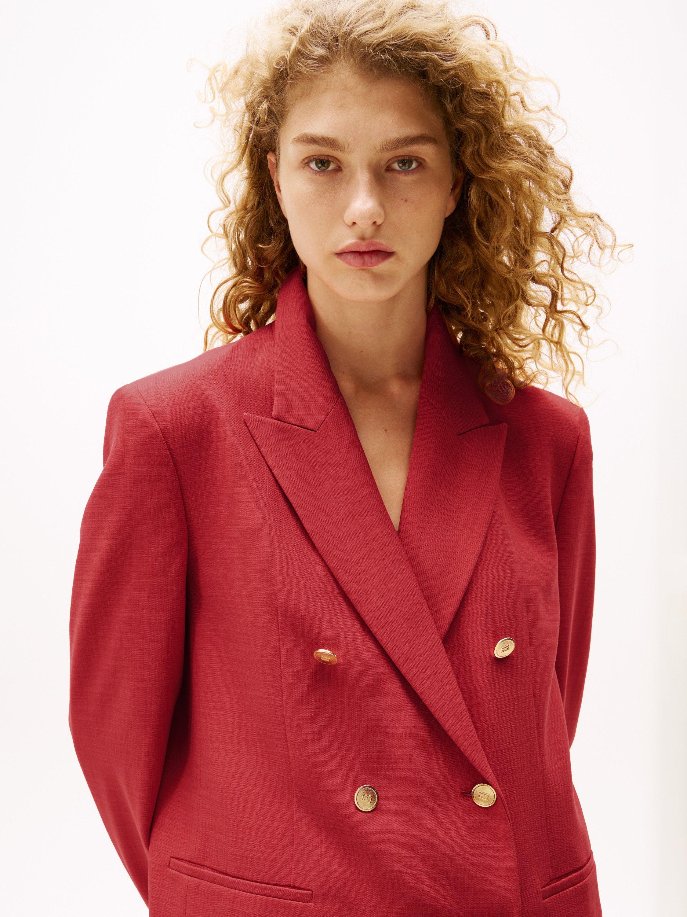 Product image 4 of 5, which shows Tommy Hilfiger x Sofia Richie Grainge Double Breasted Blazer, Medium Red, 6