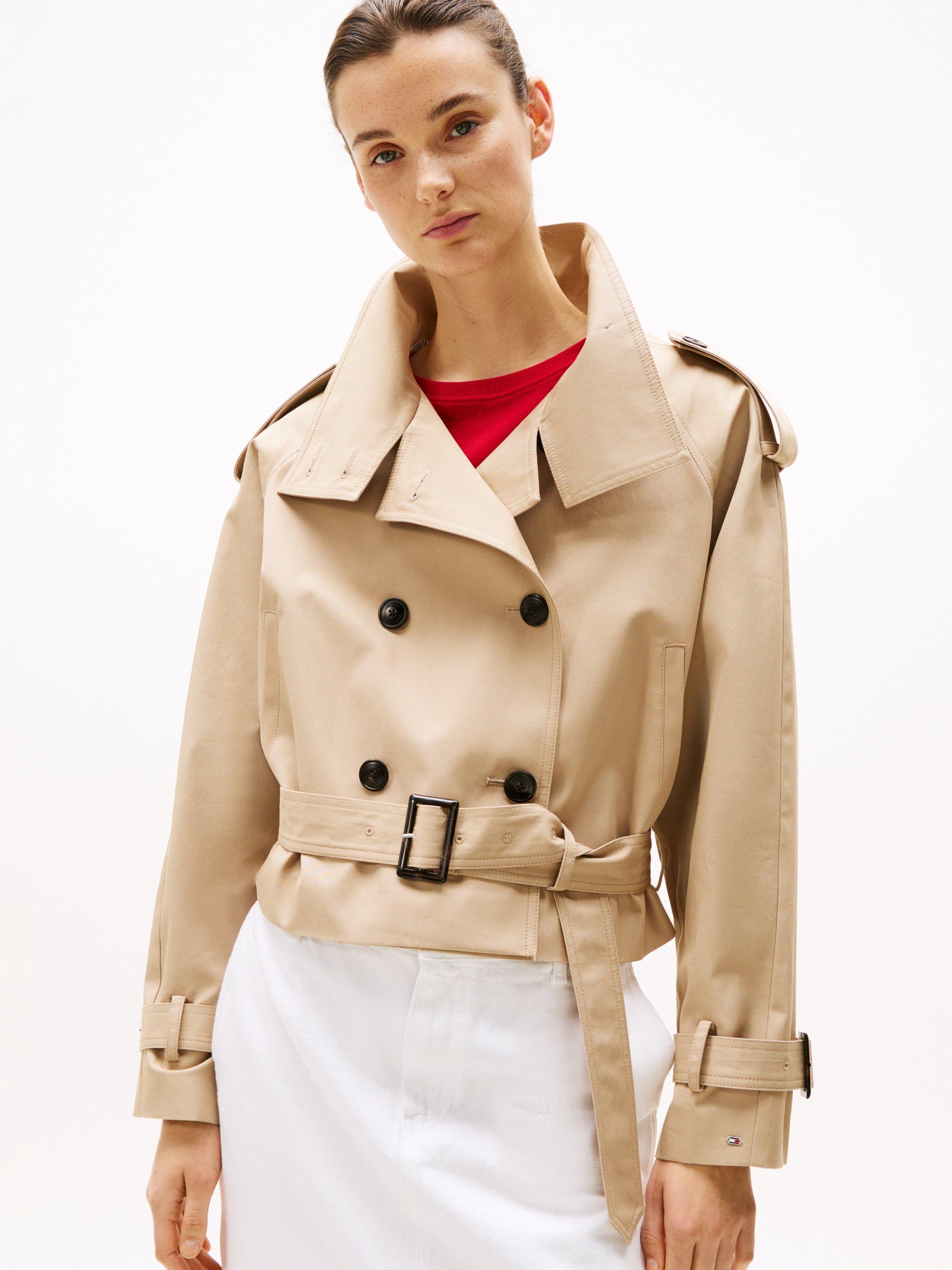 Tommy Hilfiger Pure Organic Cotton Cropped Trench Jacket, Beige