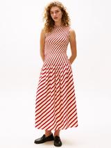 Tommy Hilfiger x Sofia Richie Grainge Stripe Drop Waist Dress, Medium Red/Multi
