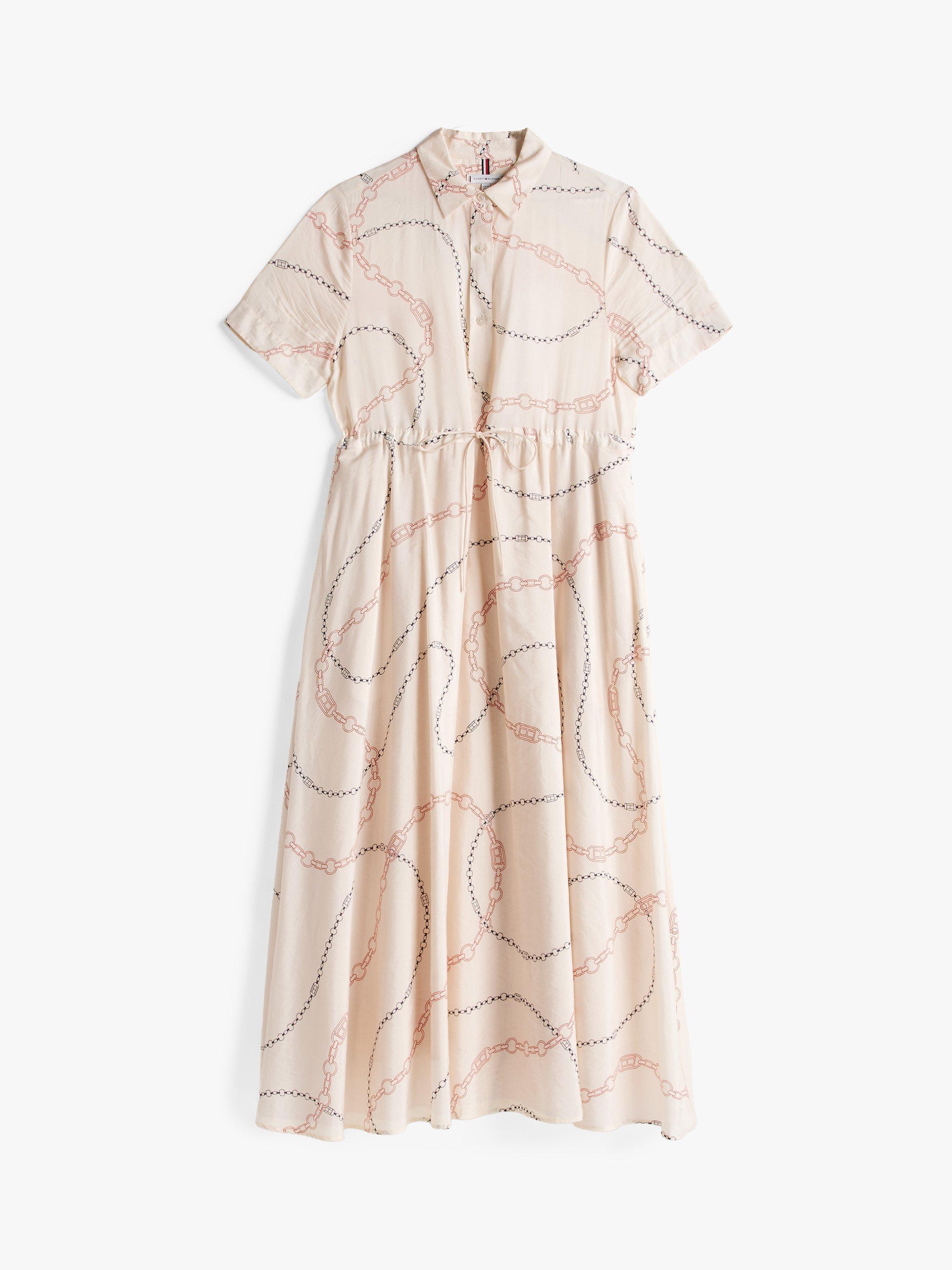 Product image 6 of 6, which shows Tommy Hilfiger Chain Print Organic Cotton Blend Shirt Dress, Multi, 4