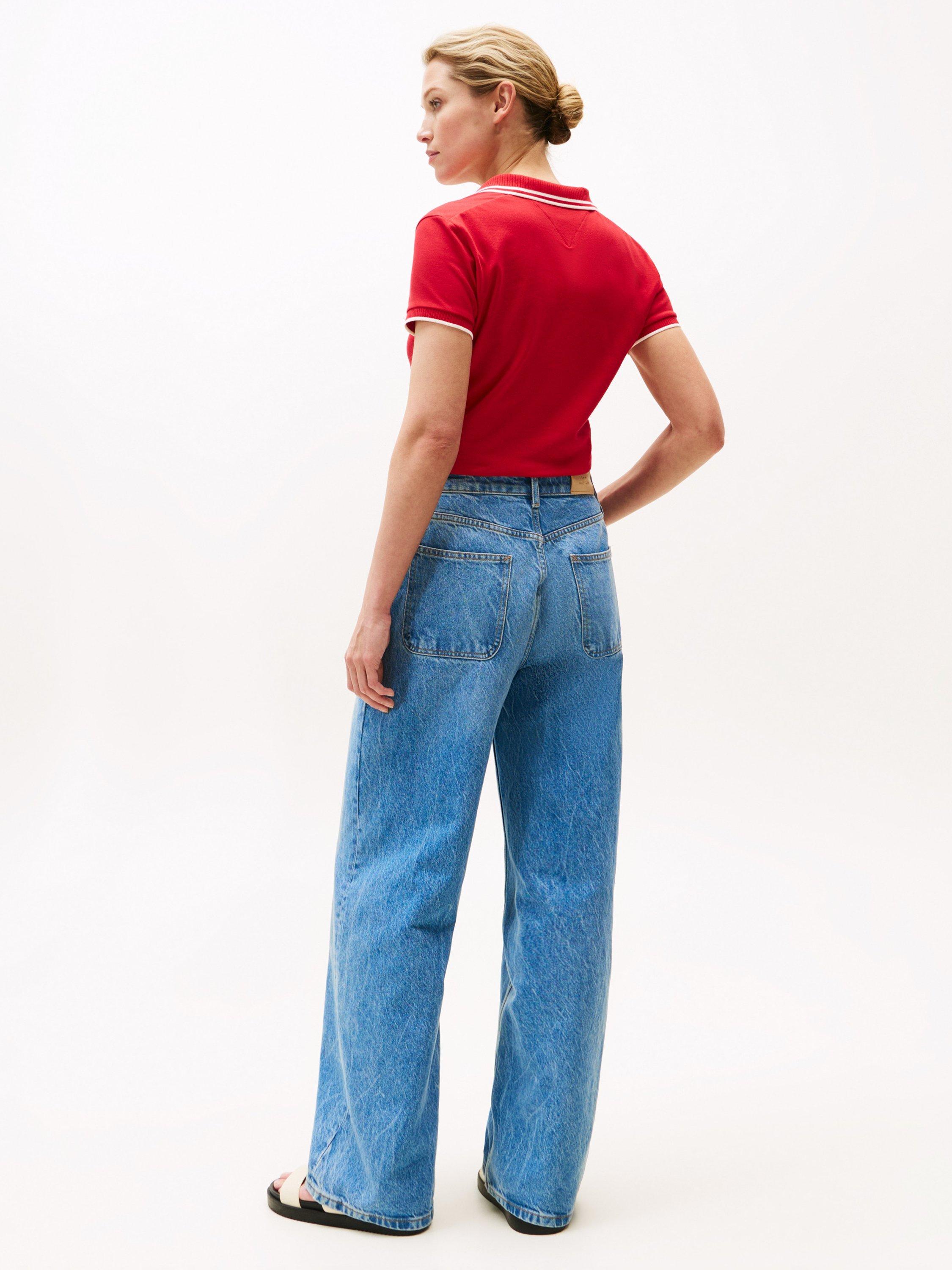 Product image 2 of 5, which shows Tommy Hilfiger Mid Rise Loose Wide Leg Jeans, Blue, 26S