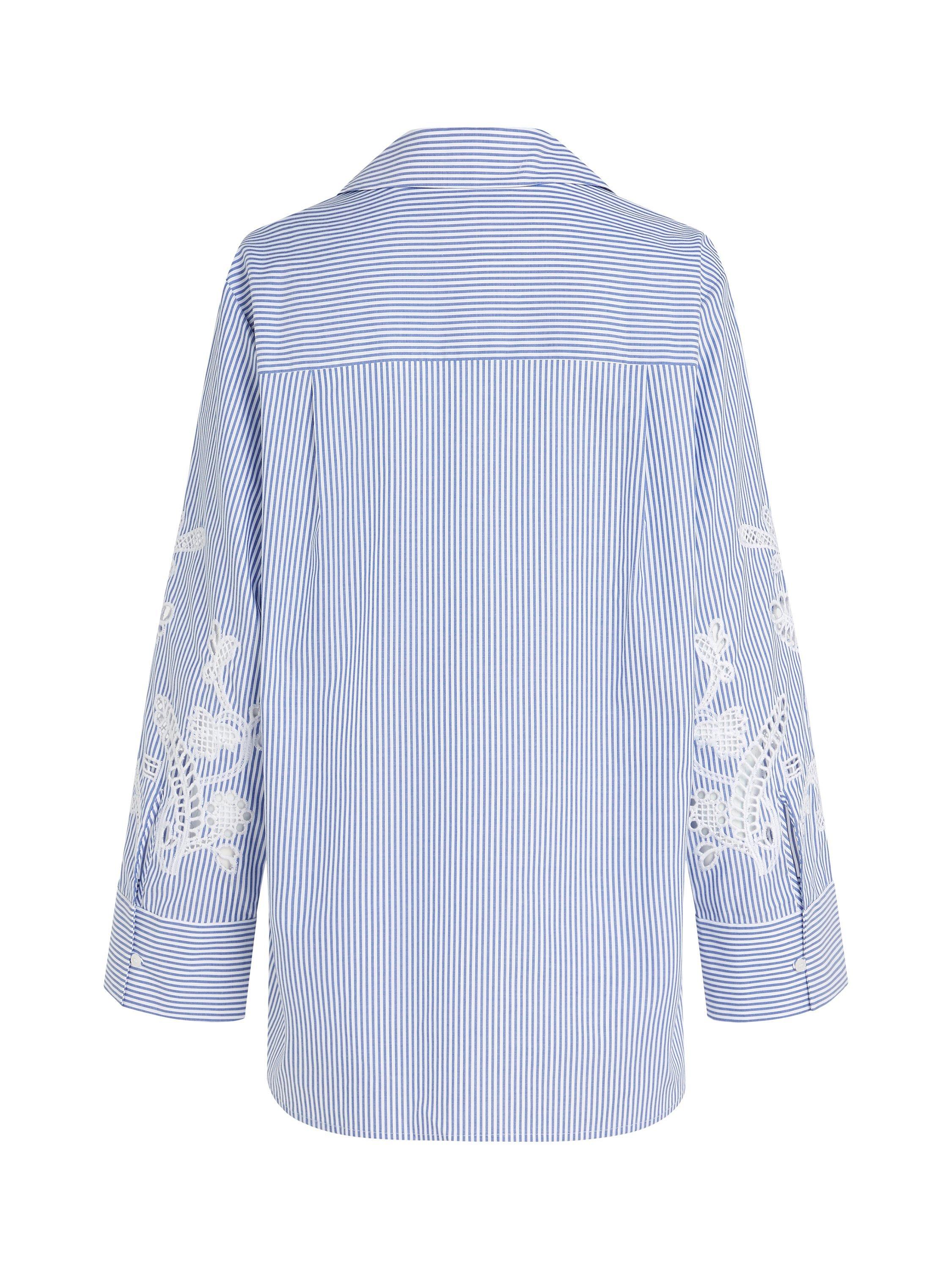 Product image 7 of 7, which shows Tommy Hilfiger Broderie Anglaise Striped Cotton Shirt, Blue/Multi, 8