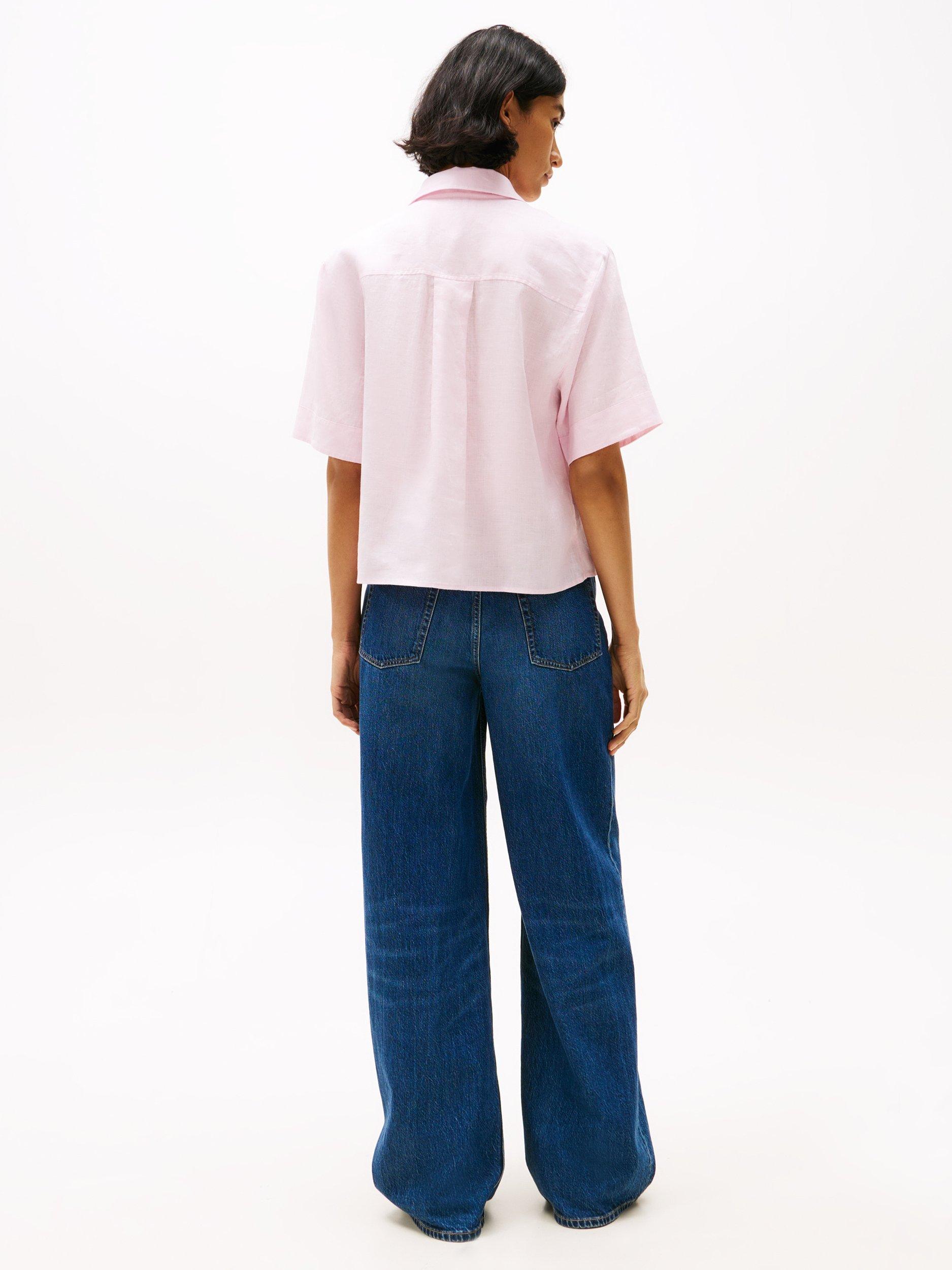 Product image 2 of 6, which shows Tommy Hilfiger Essential Pure Linen Shirt, Light Pink, 6